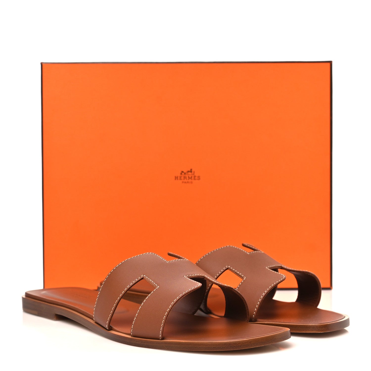 Hermes Box Calfskin Oran Sandals 41 Gold 9 of 9