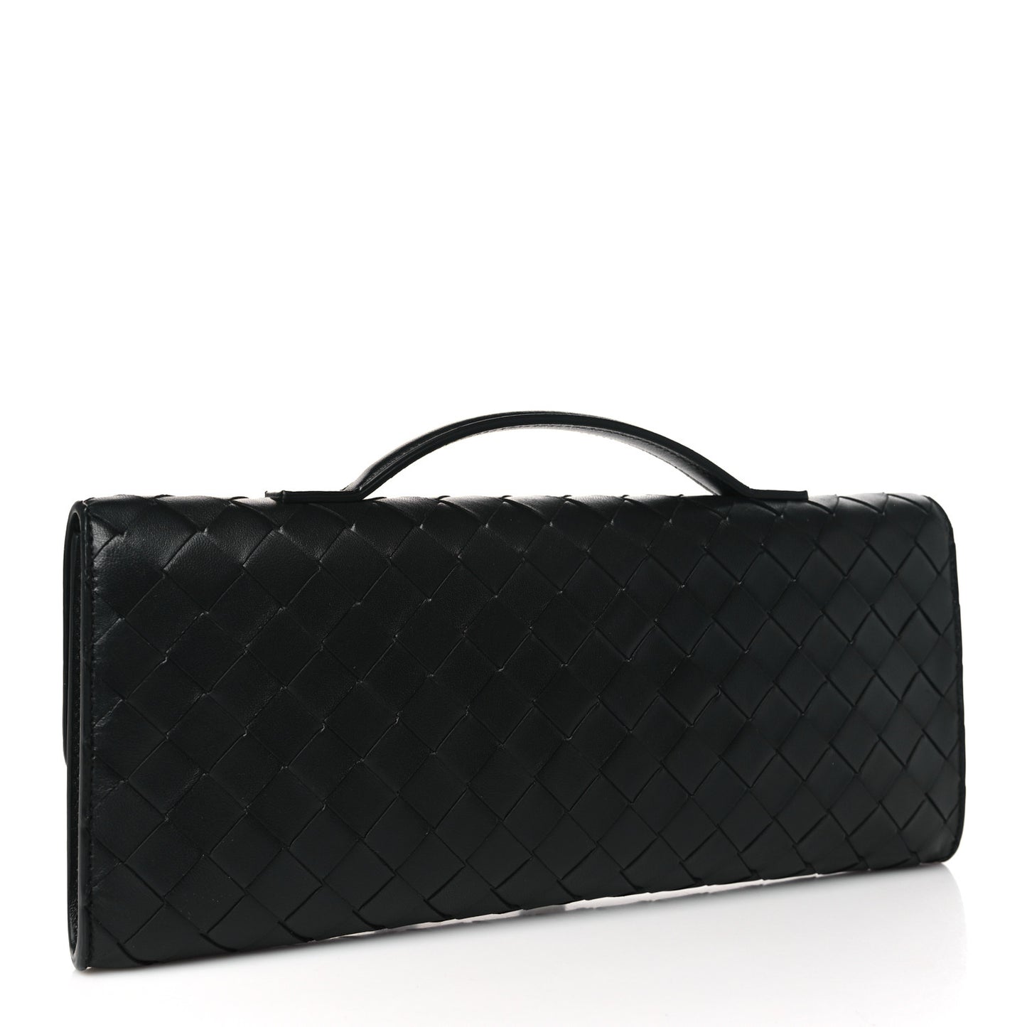 Nappa Intrecciato Long Andiamo Top Handle Clutch Black