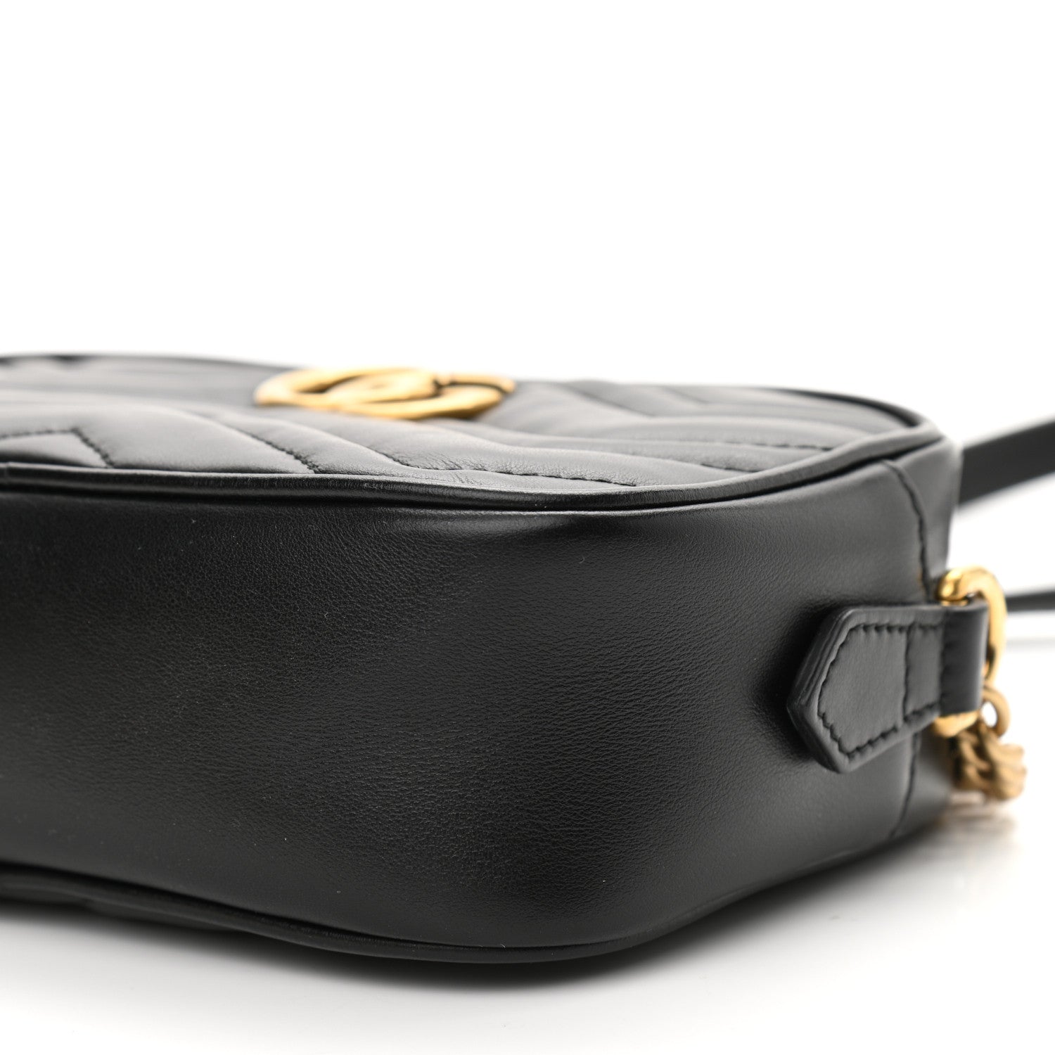 Gucci Calfskin Matelasse Mini GG Marmont Chain Shoulder Bag Black 10 of 11
