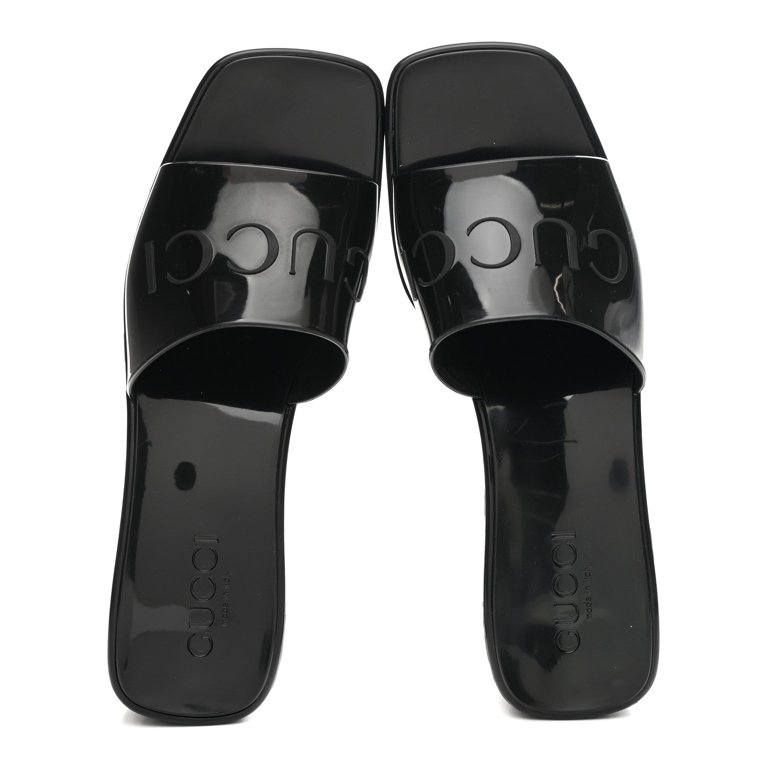 Gucci Rubber Gucci Logo Womens Platform 20/60mm Slide Sandals 37 Black 2 of 10