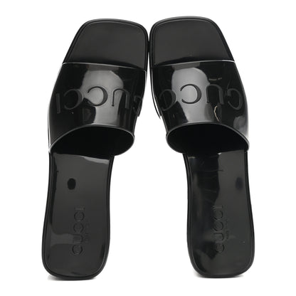Gucci Rubber Gucci Logo Womens Platform 20/60mm Slide Sandals 37 Black 2 of 10