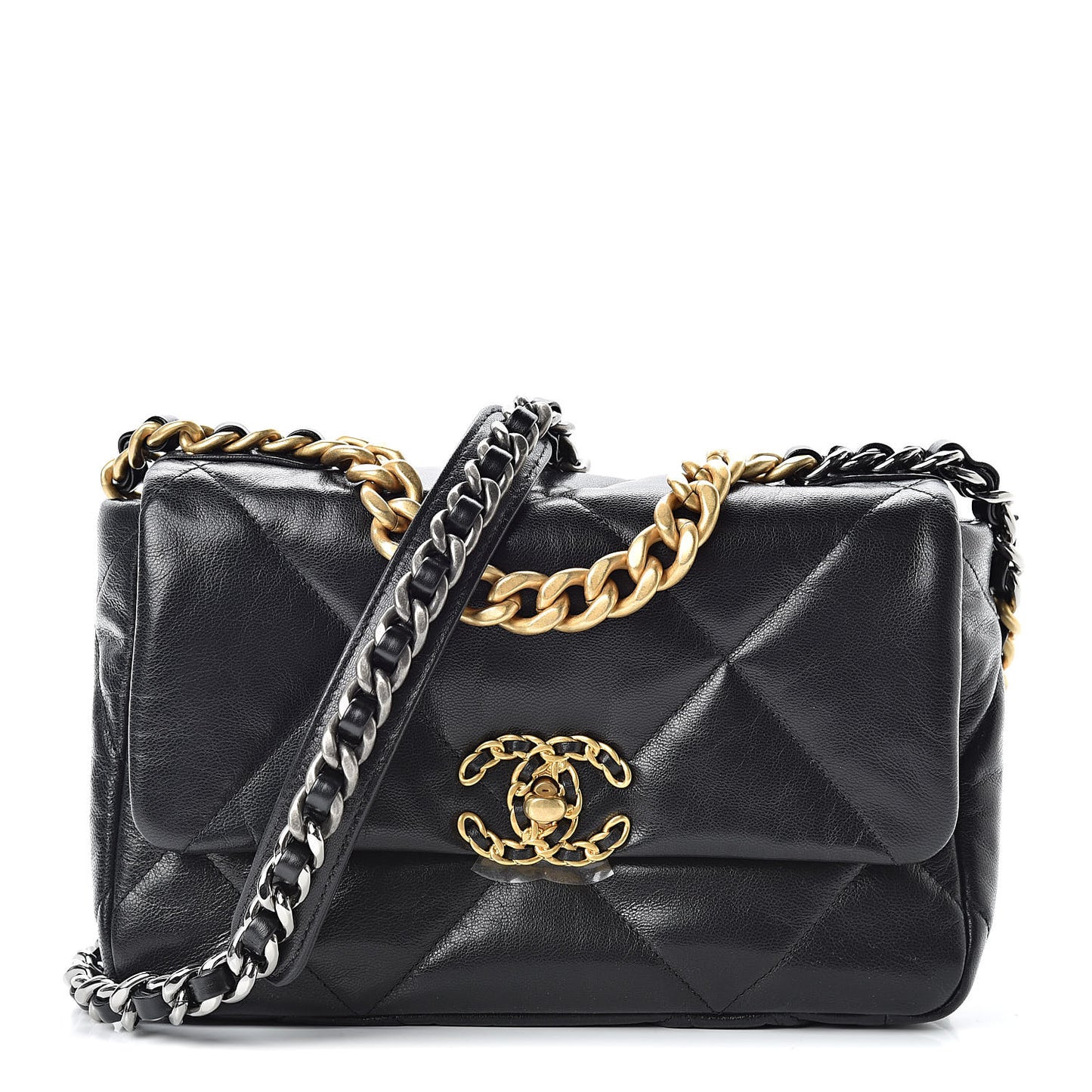 Goatskin Quilted Medium 19 Flap Black