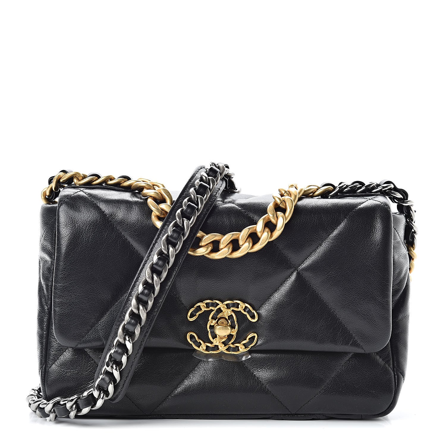 Chanel Goatskin Quilted Medium 19 Flap Black 1 of 11