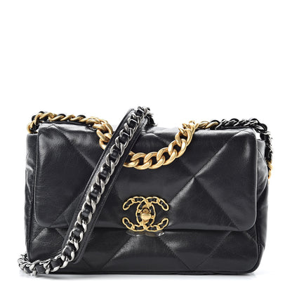 Chanel Goatskin Quilted Medium 19 Flap Black 1 of 11