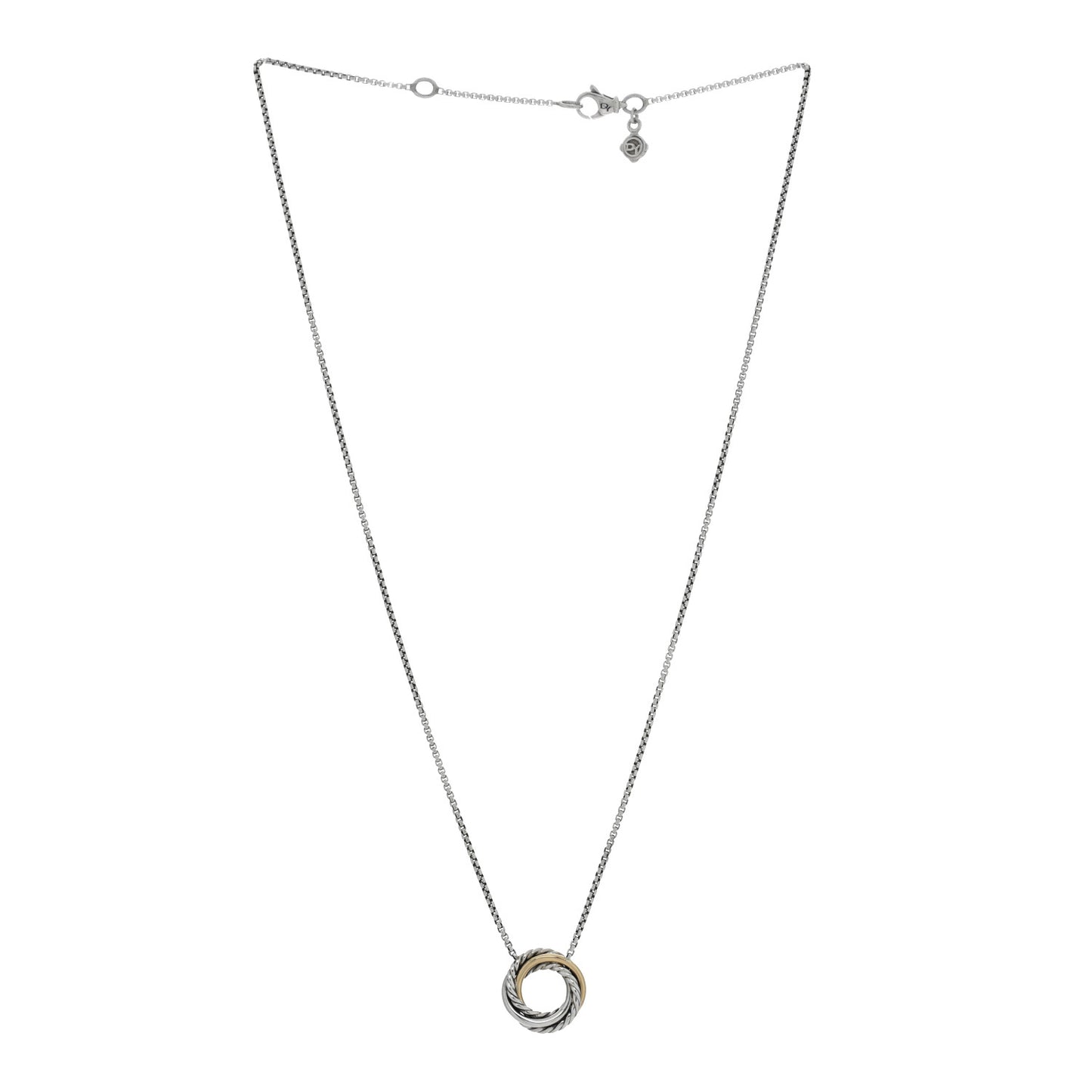 Sterling Silver 18K Yellow Gold 14.5mm Crossover Pendant Necklace