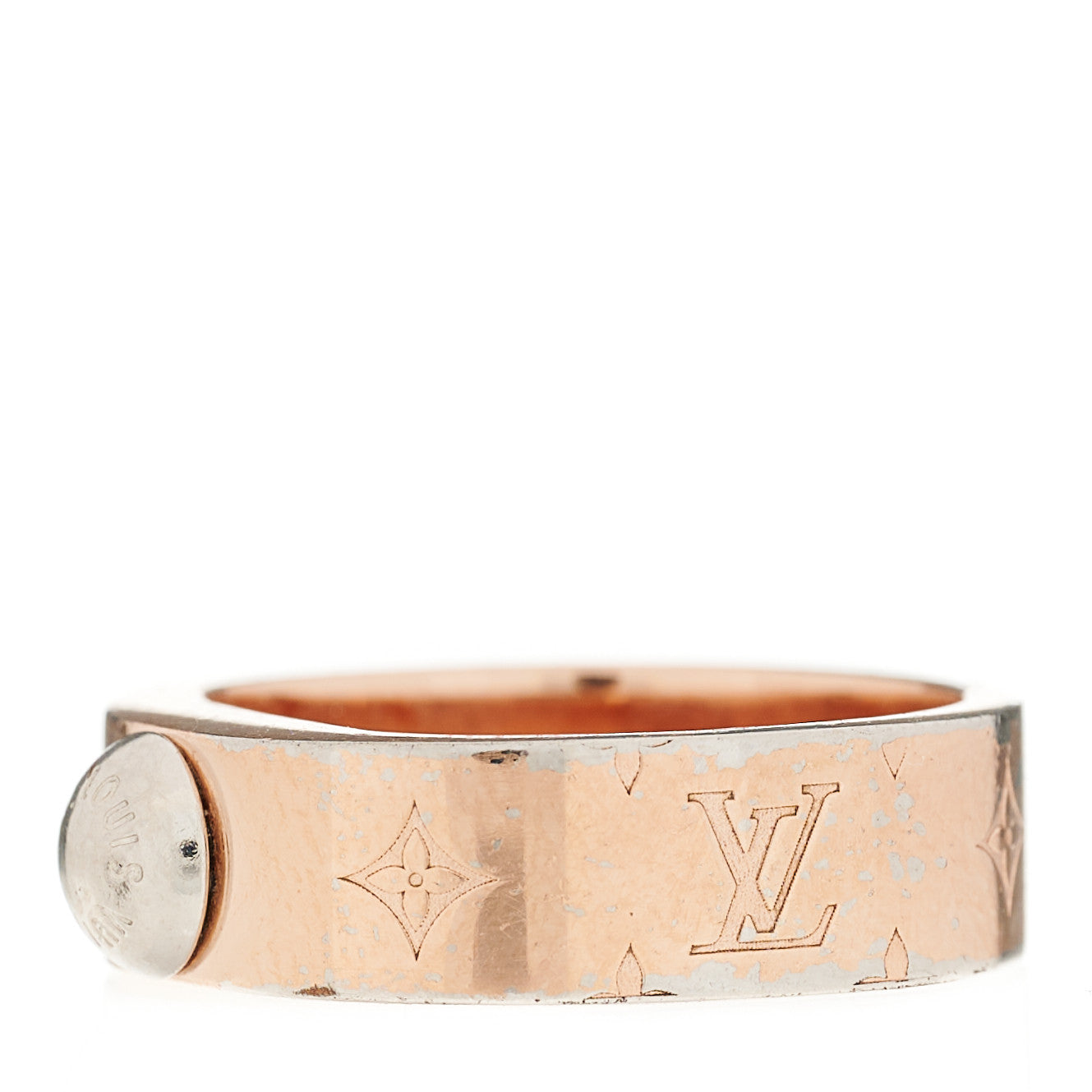 Brass Monogram Engraved Nanogram Ring S Pink Gold