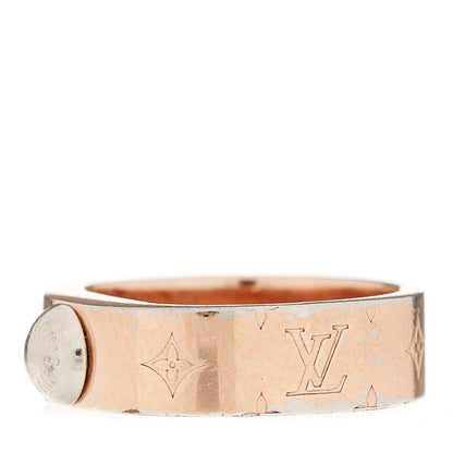Louis Vuitton Brass Monogram Engraved Nanogram Ring S Pink Gold 3 of 8