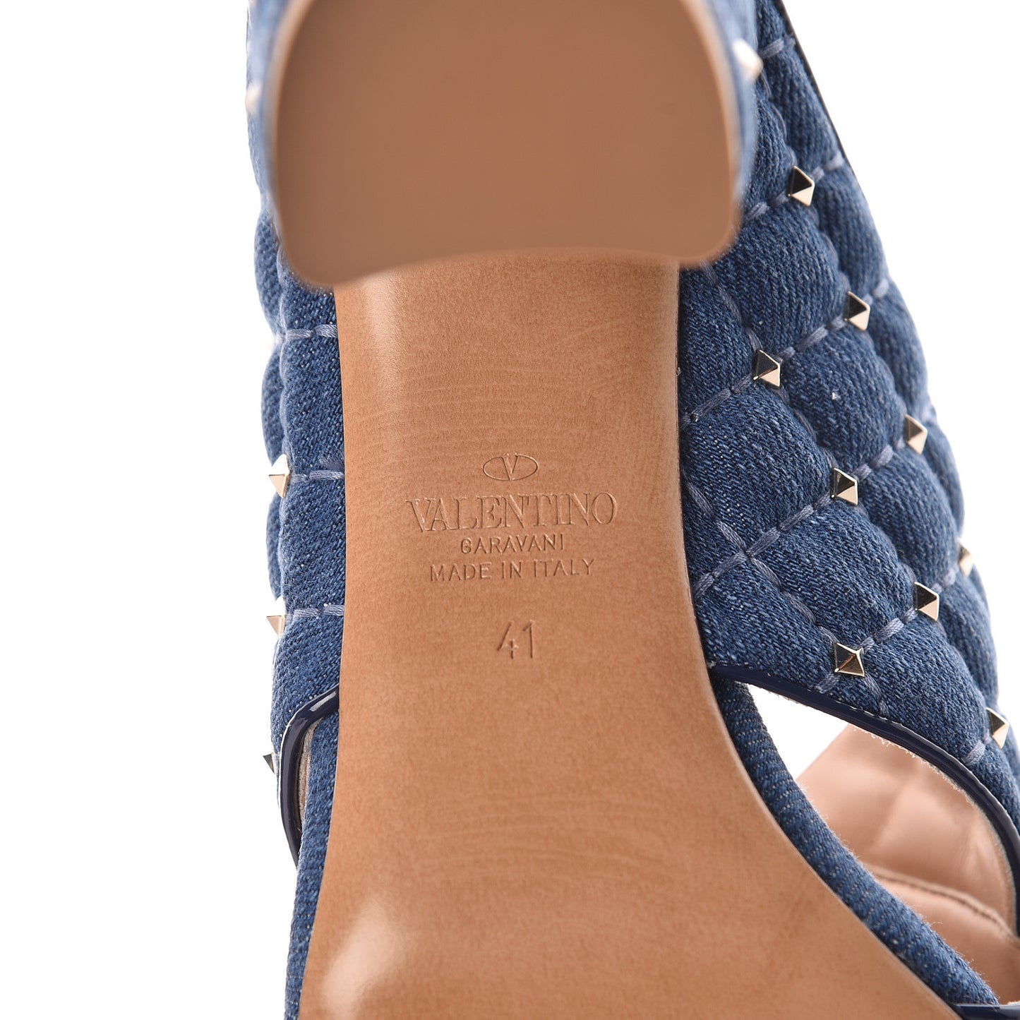 Denim Rockstud Spike Crisscross 90mm Slide Sandals 41 Light Denim