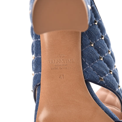 Valentino Garavani Denim Rockstud Spike Crisscross 90mm Slide Sandals 41 Light Denim 8 of 8