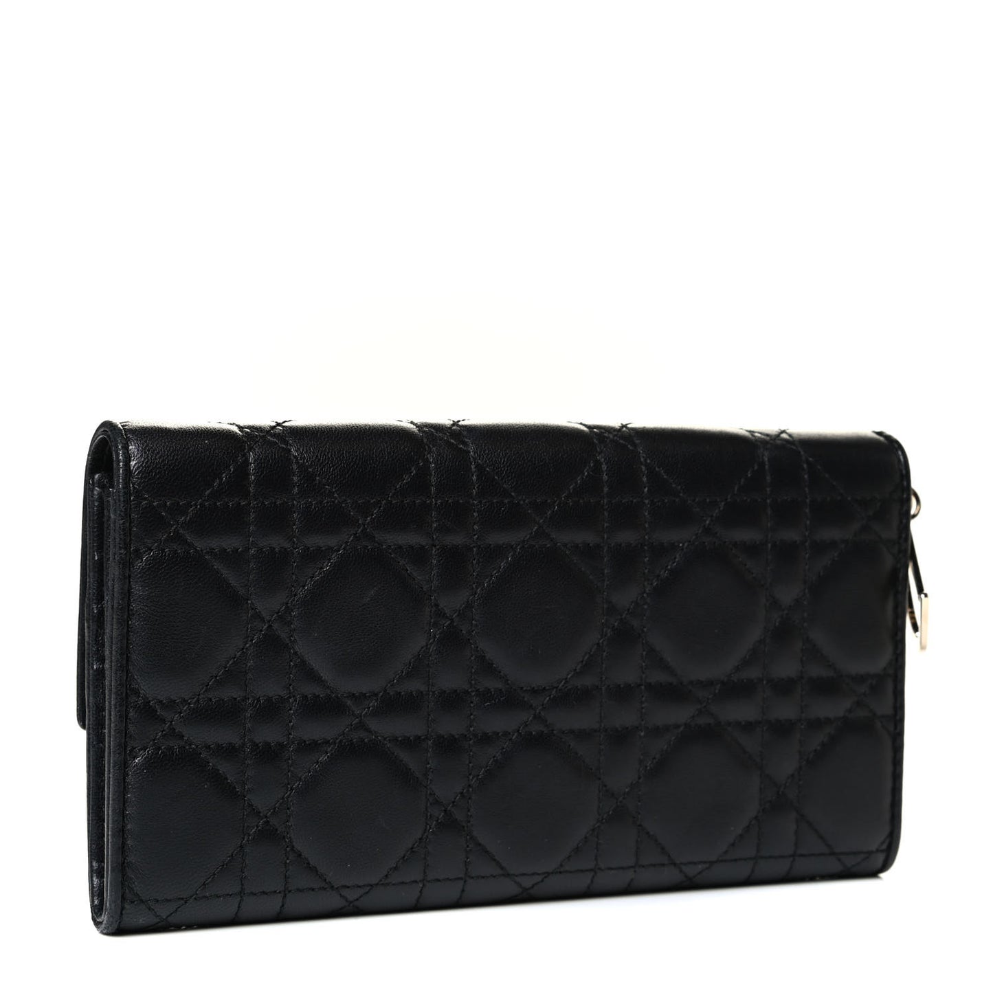 Lambskin Cannage Lady Dior Charm Wallet Black