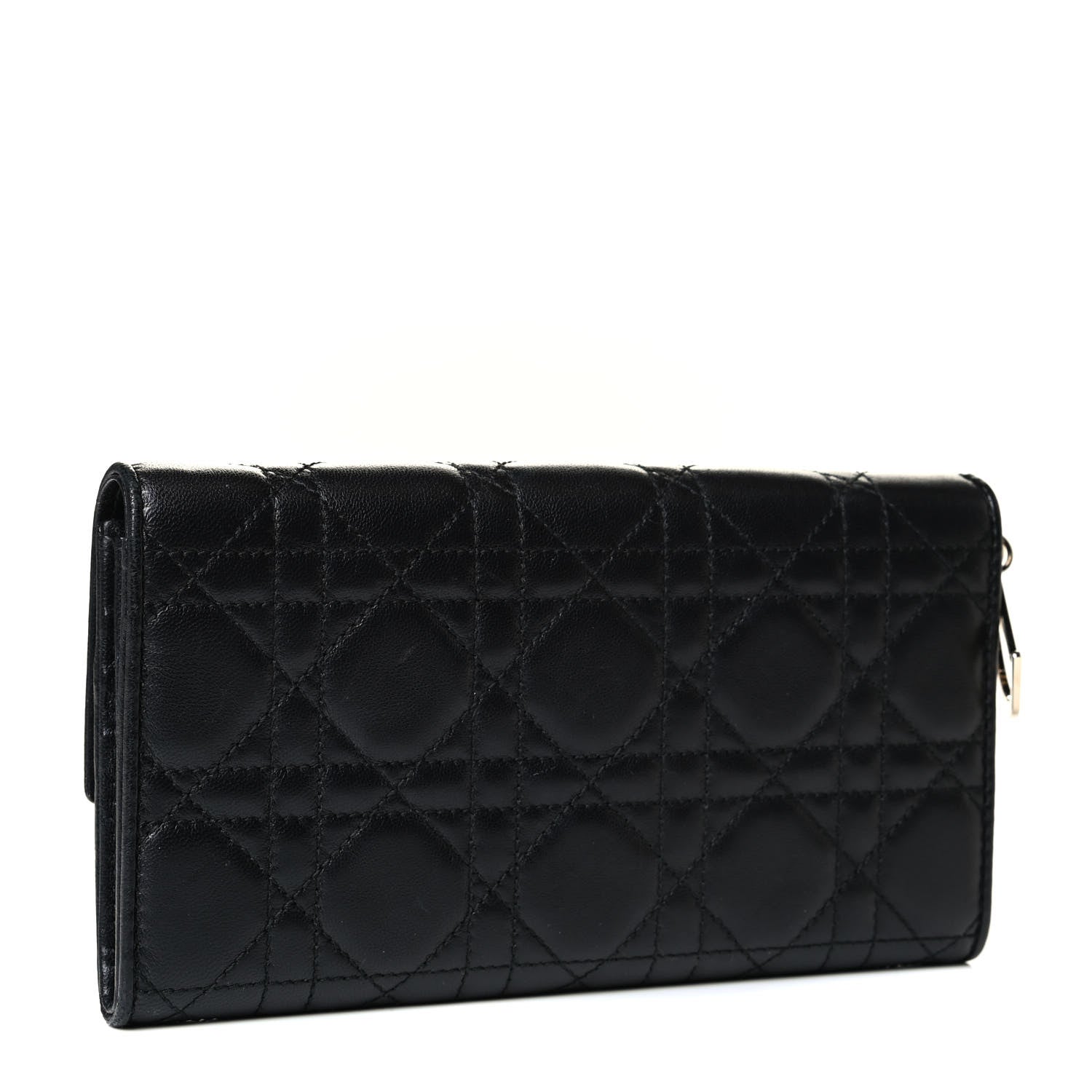 Christian Dior Lambskin Cannage Lady Dior Charm Wallet Black 2 of 8