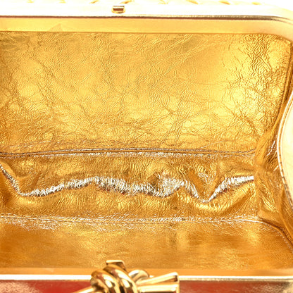Bottega Veneta Metallic Intreccio Minaudiere Knot Clutch Gold 5 of 7