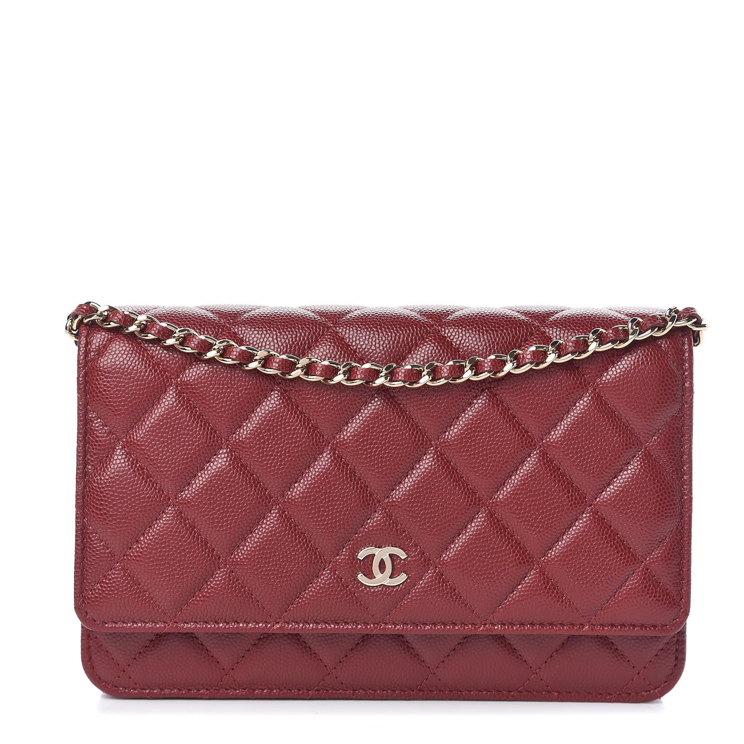 Chanel Caviar Quilted Wallet On Chain WOC Dark Red 1 of 11