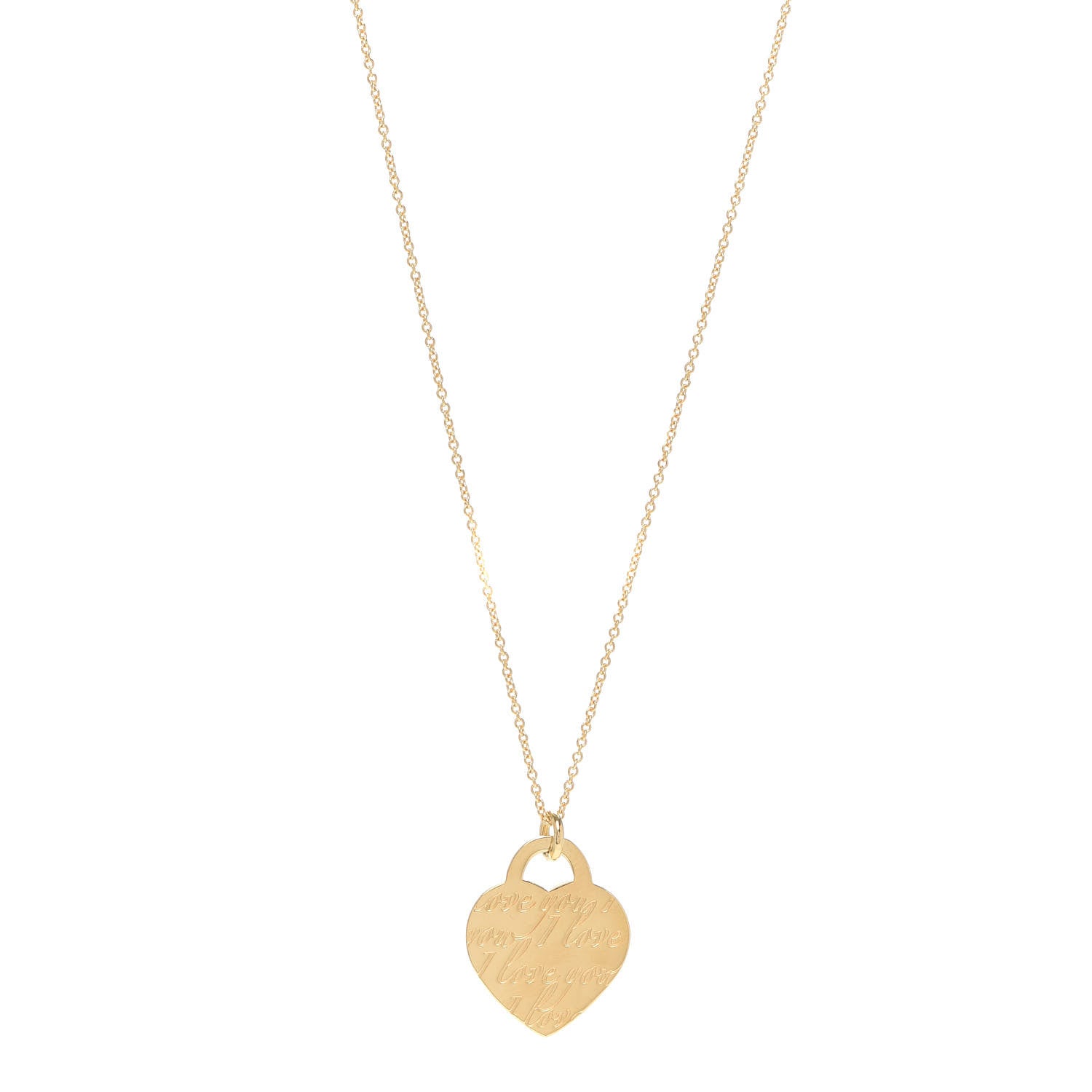 Tiffany 18K Yellow Gold Notes I Love You Heart Tag Pendant Necklace 1 of 5
