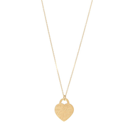 Tiffany 18K Yellow Gold Notes I Love You Heart Tag Pendant Necklace 1 of 5
