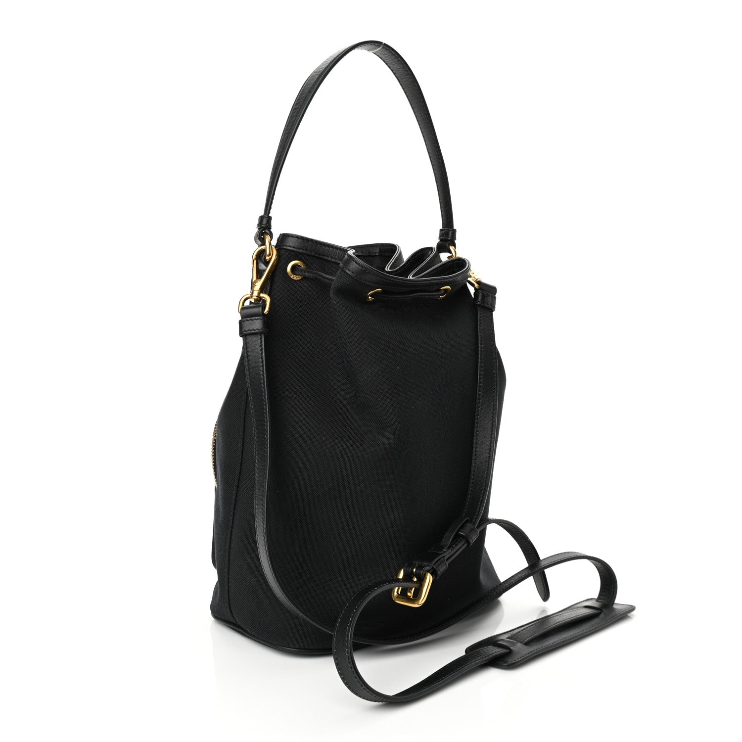 Prada Canvas Drawstring Bucket Black 3 of 9