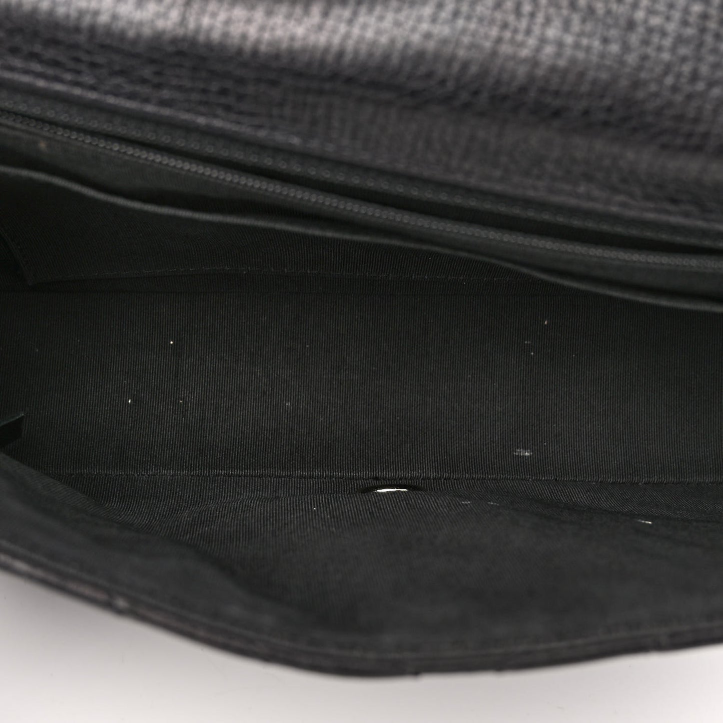 Grained Calfskin Chevron Quilted Medium Statement Flap Black