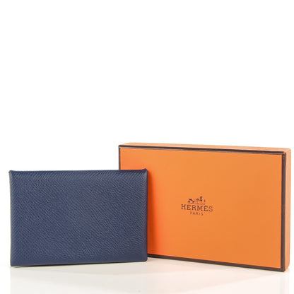 Hermes Epsom Calvi Card Case Bleu Saphir 5 of 10