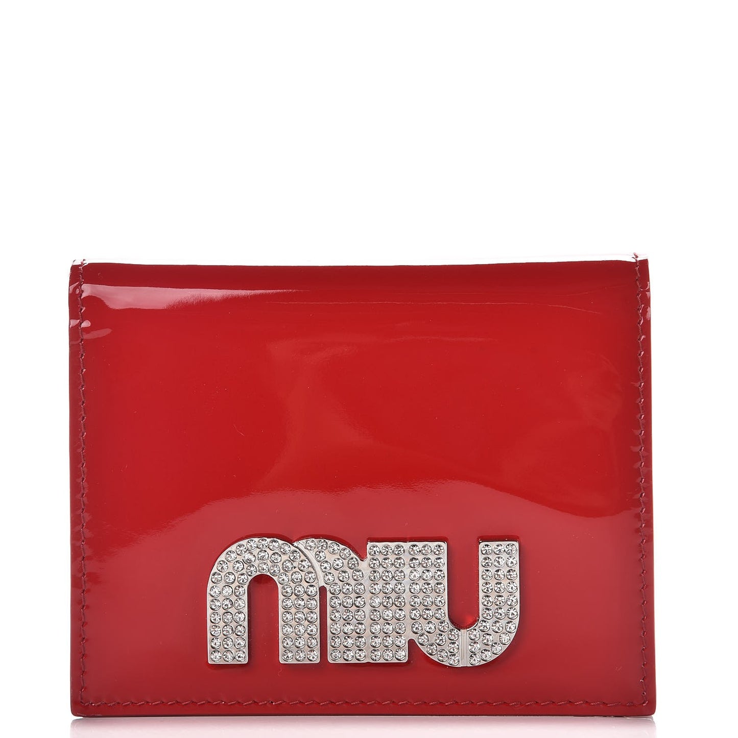 Vernice Crystal Logo Wallet Red