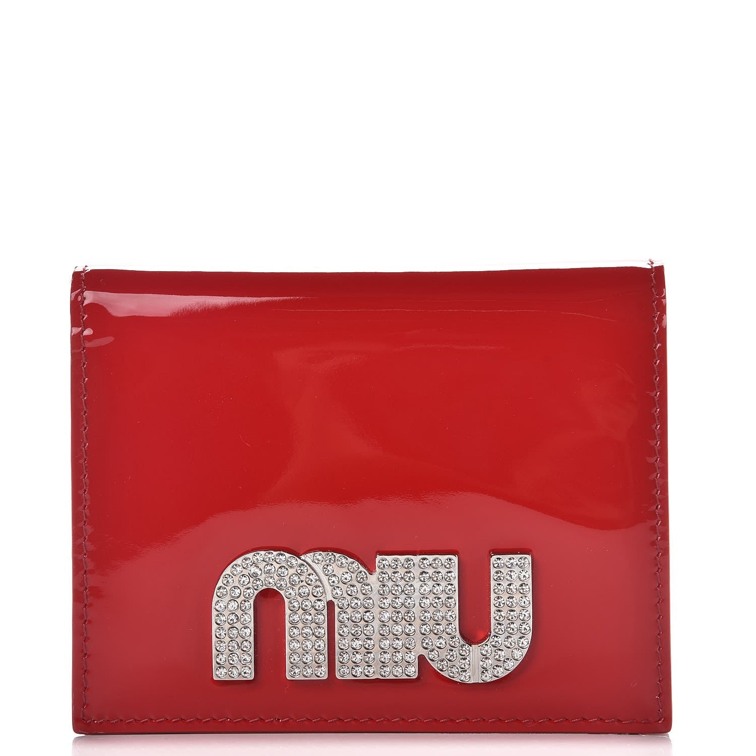 Miu Miu Vernice Crystal Logo Wallet Red 1 of 8