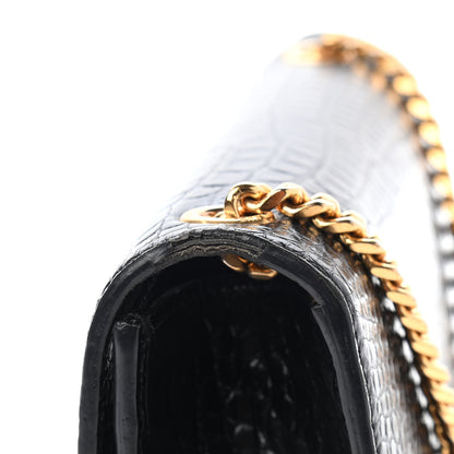 Saint Laurent Calfskin Crocodile Embossed Small Classic Monogram Kate Tassel Satchel Black 7 of 10