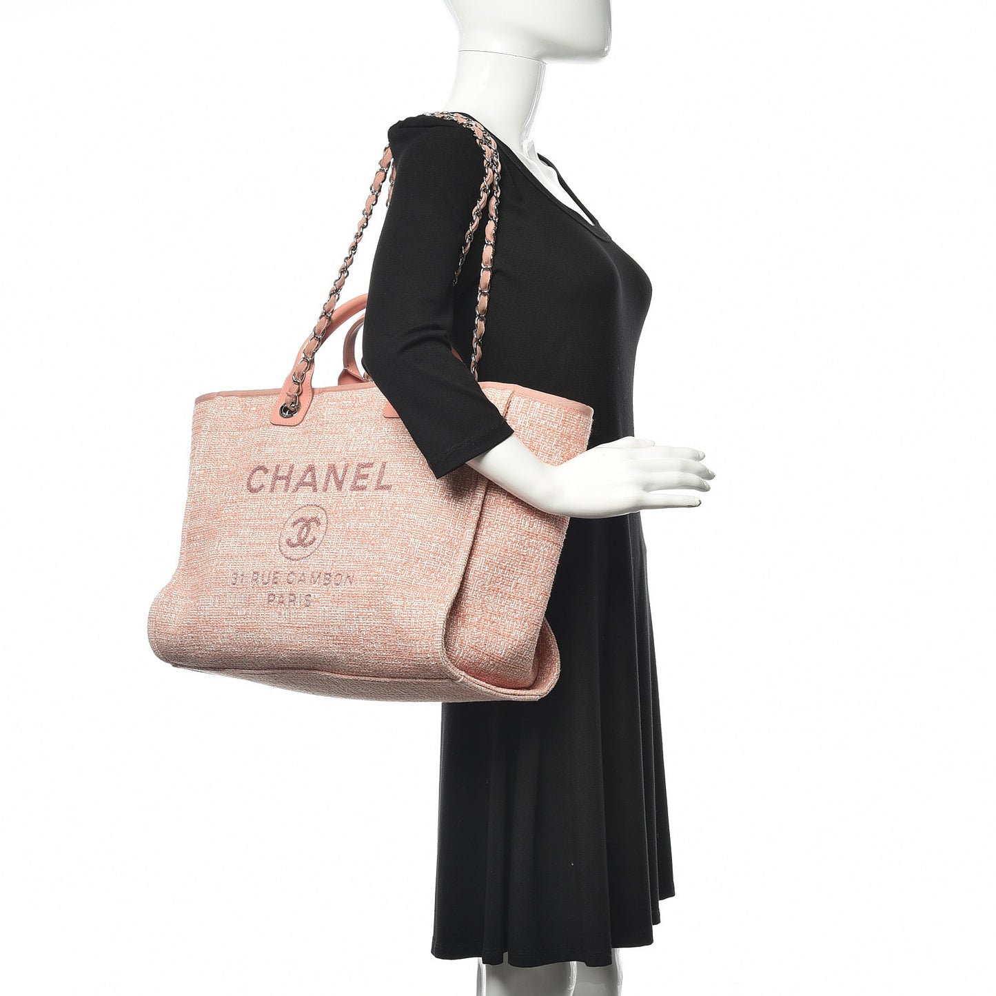 Straw Lurex Large Deauville Tote Pink