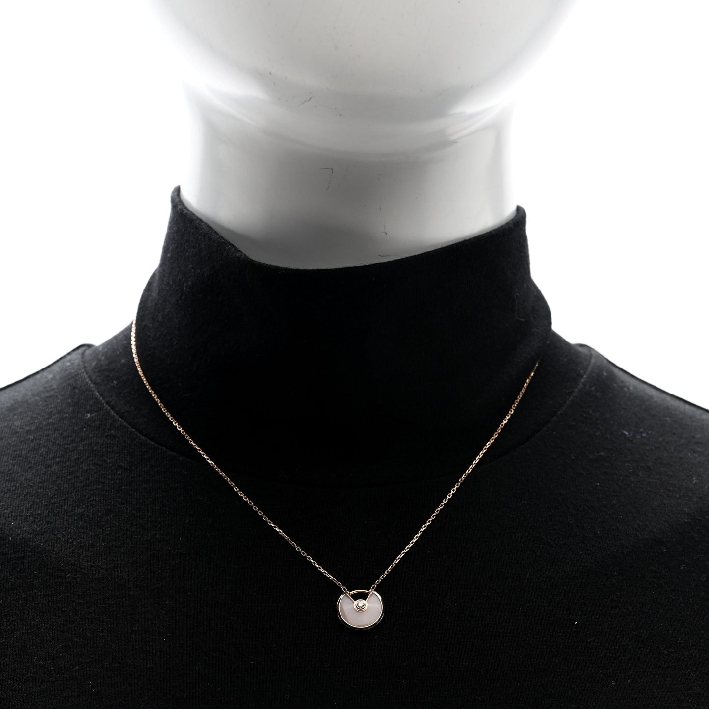 18K Pink Gold Diamond Pink Opal XS Amulette de Cartier Pendant Necklace
