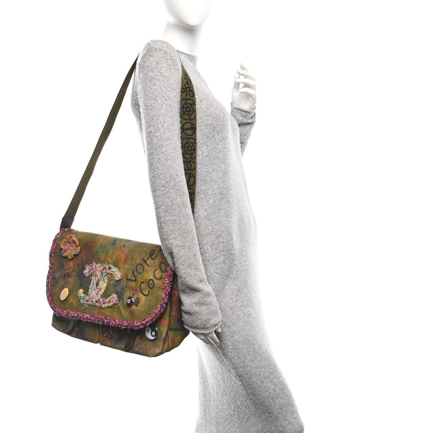 Chanel Washed Toile Large Graffiti On The Pavements Messenger Khaki Multicolor 2 of 10