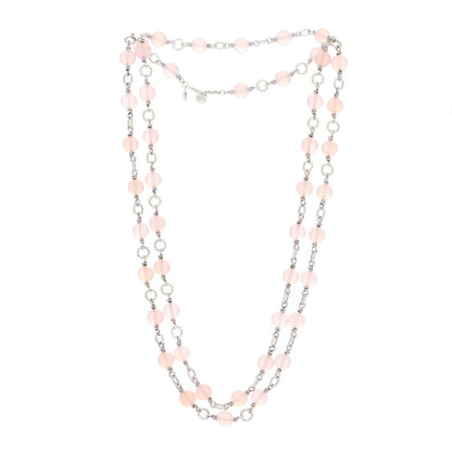 David Yurman Sterling Silver Rose Quartz Long Bead Necklace 40" 2 of 5