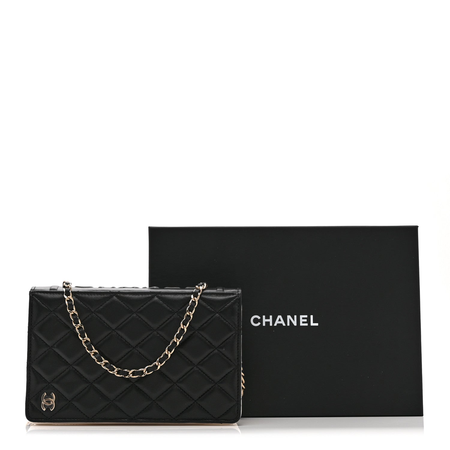 Chanel Lambskin Quilted Book Wallet On Chain WOC Black 11 of 11