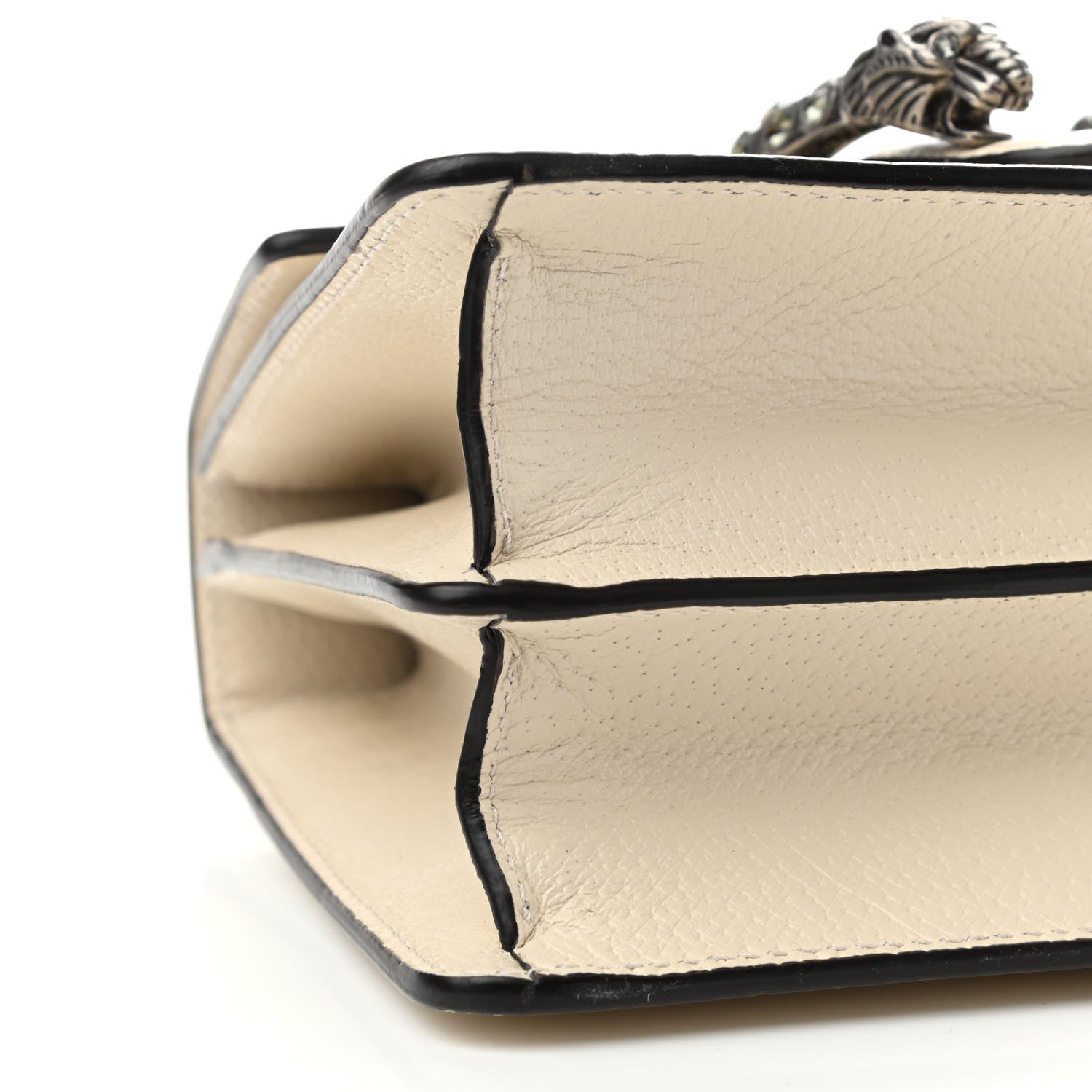 Gucci Textured Calfskin Crystal Bamboo Web Mini Dionysus Top Handle Bag Mystic White 8 of 11