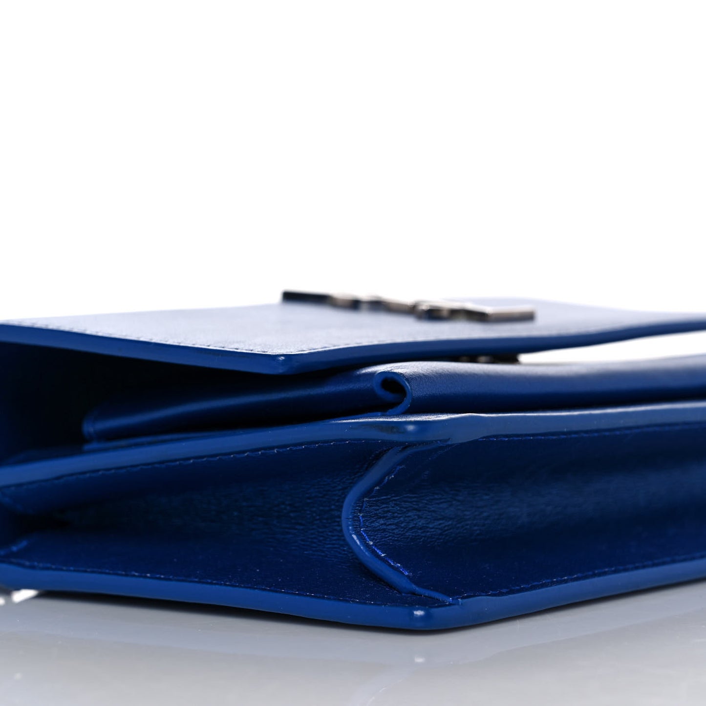 Metallic Calfskin Monogram Sunset Chain Wallet Blue Royal