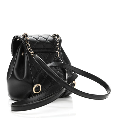 Chanel Lambskin Quilted Small Duma Drawstring Backpack Black 3 of 13