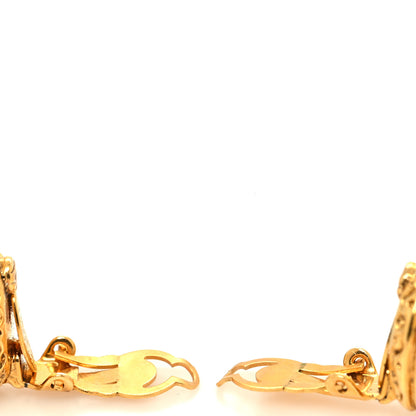 Chanel Resin CC Clip On Earrings Blue Gold 3 of 4