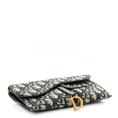 Christian Dior Oblique Saddle Chain Wallet Blue 4 of 10