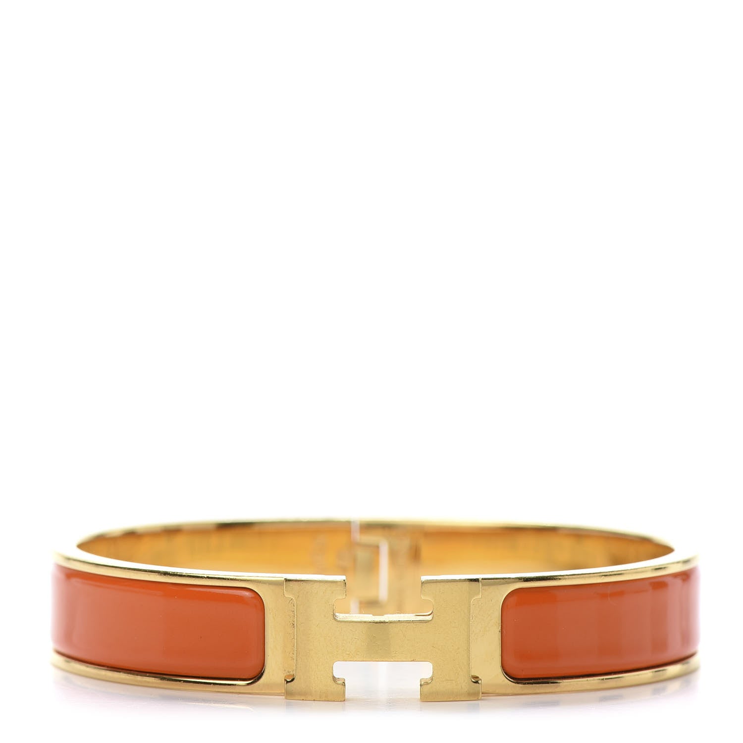Hermes Enamel Narrow Clic Clac H Bracelet GM Orange 1 of 5