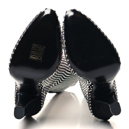 Saint Laurent Mesh Crystal Koller 100 Knee High Boots 39 Black 5 of 6