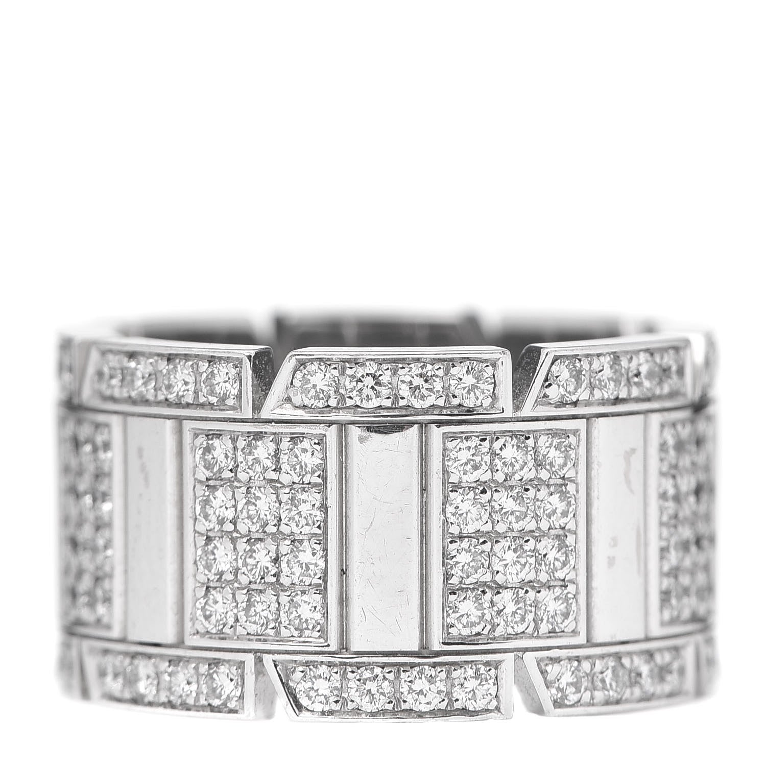 Cartier 18K White Gold Diamond Tank Francaise Ring 52 6 3 of 4