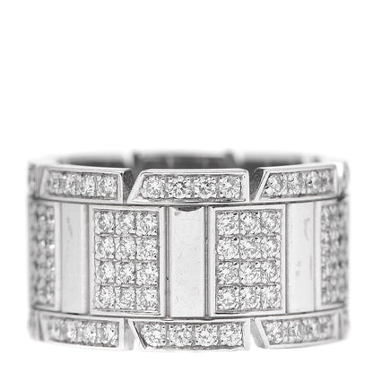 Cartier 18K White Gold Diamond Tank Francaise Ring 52 6 3 of 4