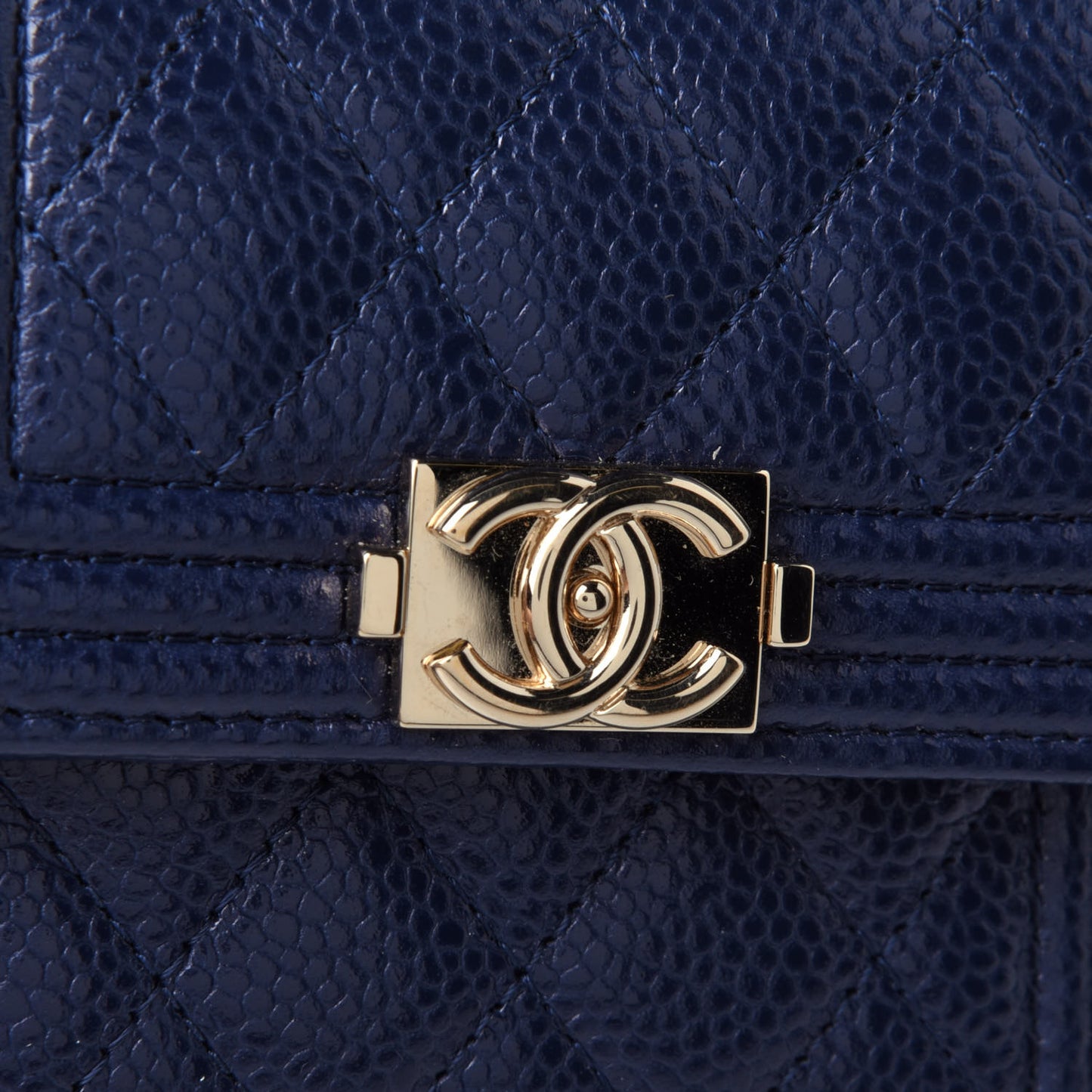 Caviar Quilted Compact Boy Wallet Blue