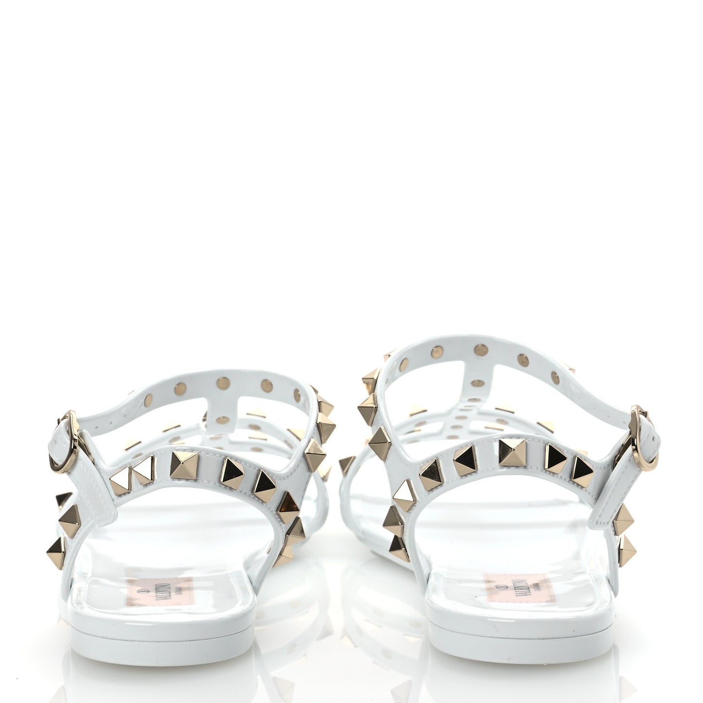 PVC Jelly Rockstud Caged Sandals 38 Optic White