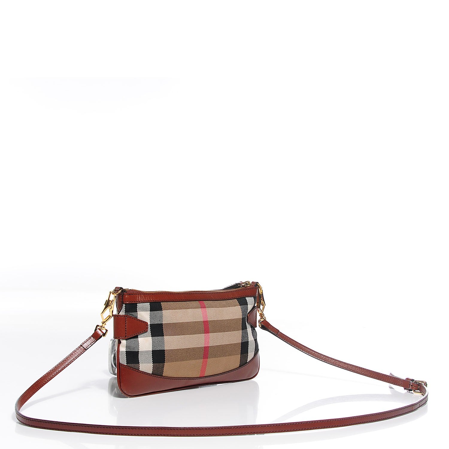 Burberry House Check Bridle Calfskin Peyton Crossbody Tan 3 of 11
