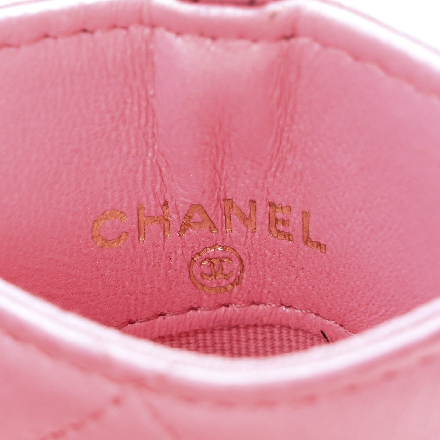 Chanel Lambskin Quilted Enamel Chanel Card Holder On Chain Pink 6 of 8
