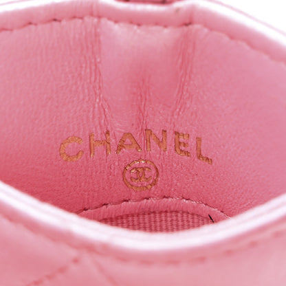 Chanel Lambskin Quilted Enamel Chanel Card Holder On Chain Pink 6 of 8