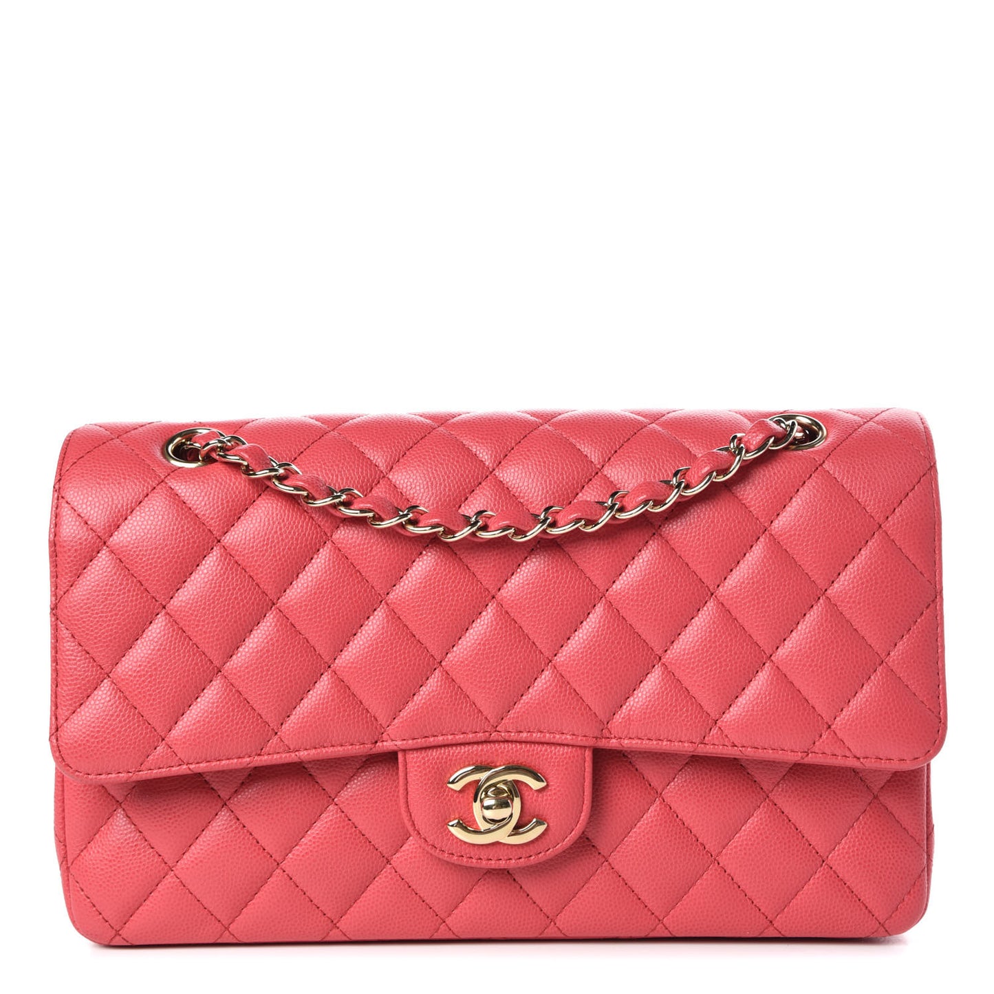 Caviar Quilted Medium Double Flap Dark Pink