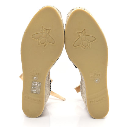 Gucci Monogram Matelasse GG Marmont Ankle Wrap Platform 35/120mm Espadrille Wedges 41 Beige Ebony Black Sand Storm 6 of 11