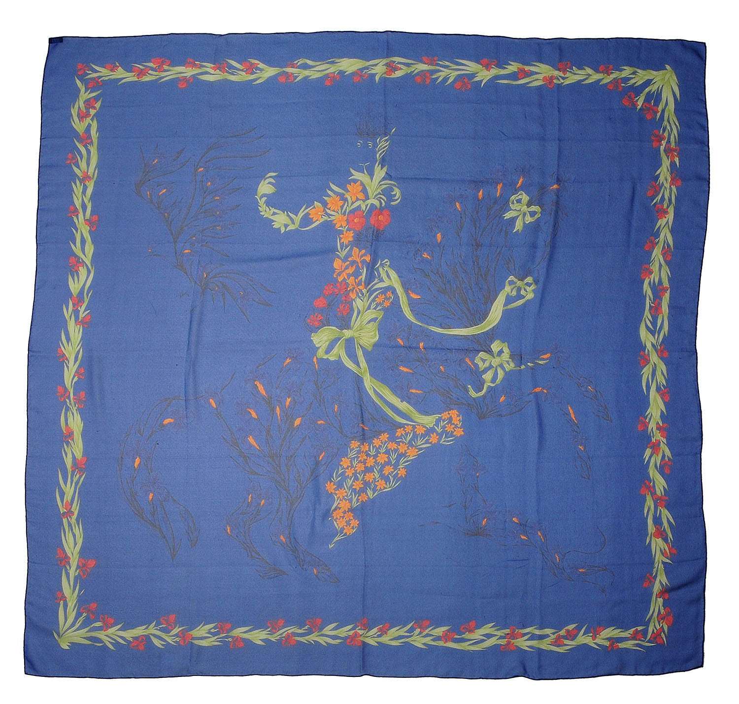Hermes Silk Mousseline Cheval Fleuri Scarf 140 3 of 6