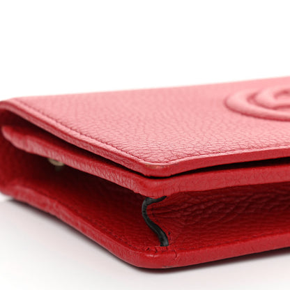 Gucci Pebbled Calfskin Soho Wallet on Chain Hibiscus Red 8 of 9