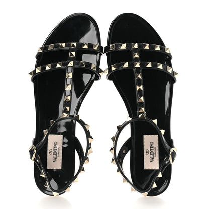 Valentino Garavani PVC Jelly Rockstud Caged Sandals 38 Black 2 of 10