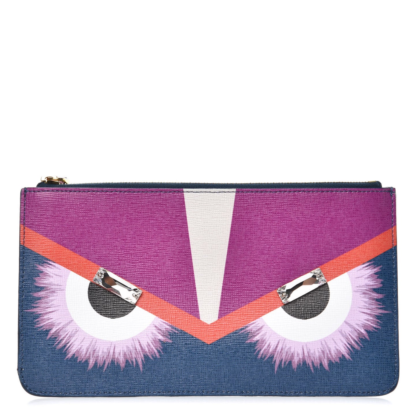 Vitello Elite Crystal Eye Monster Zip Pouch Cobalt Multicolor